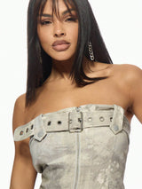 SHEIN MISSGUIDED Military-Style Corset Top With Belted Details Zip