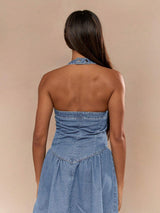 SHEIN MISSGUIDED Premium Denim Halter Mini Dress