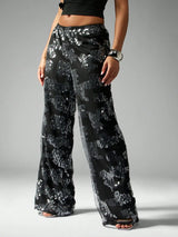SHEIN MISSGUIDED Sequin Wide Leg Palazzo Party Evening Dressy Pants