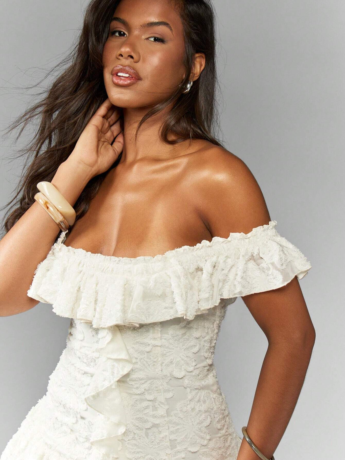 SHEIN MISSGUIDED Textured Devore Ruffle Mini Dress Cute Sundress Dresses
