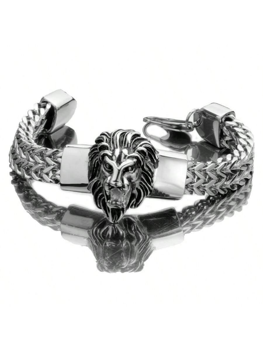 SHEIN Men's Lion Stainless Steel Bracelet
