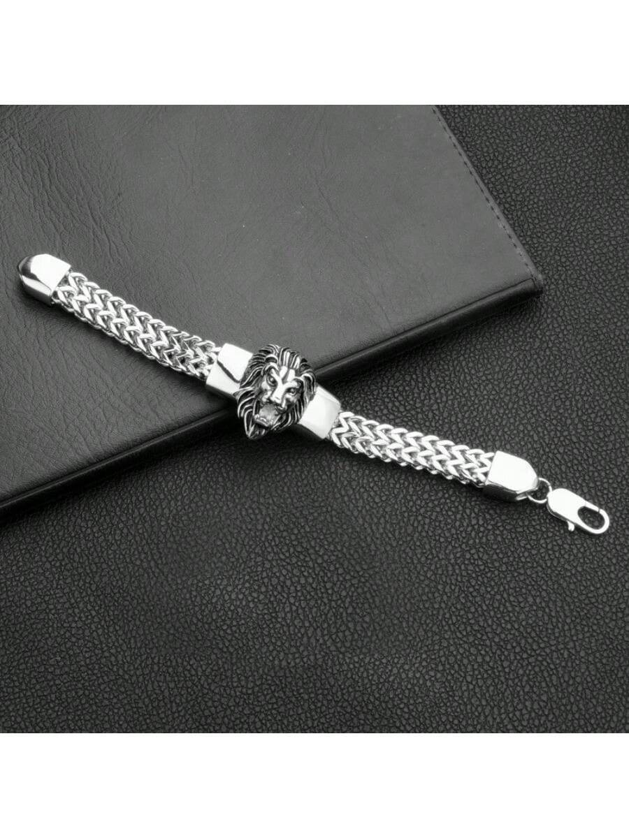 SHEIN Men's Lion Stainless Steel Bracelet