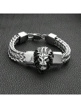 SHEIN Men's Lion Stainless Steel Bracelet