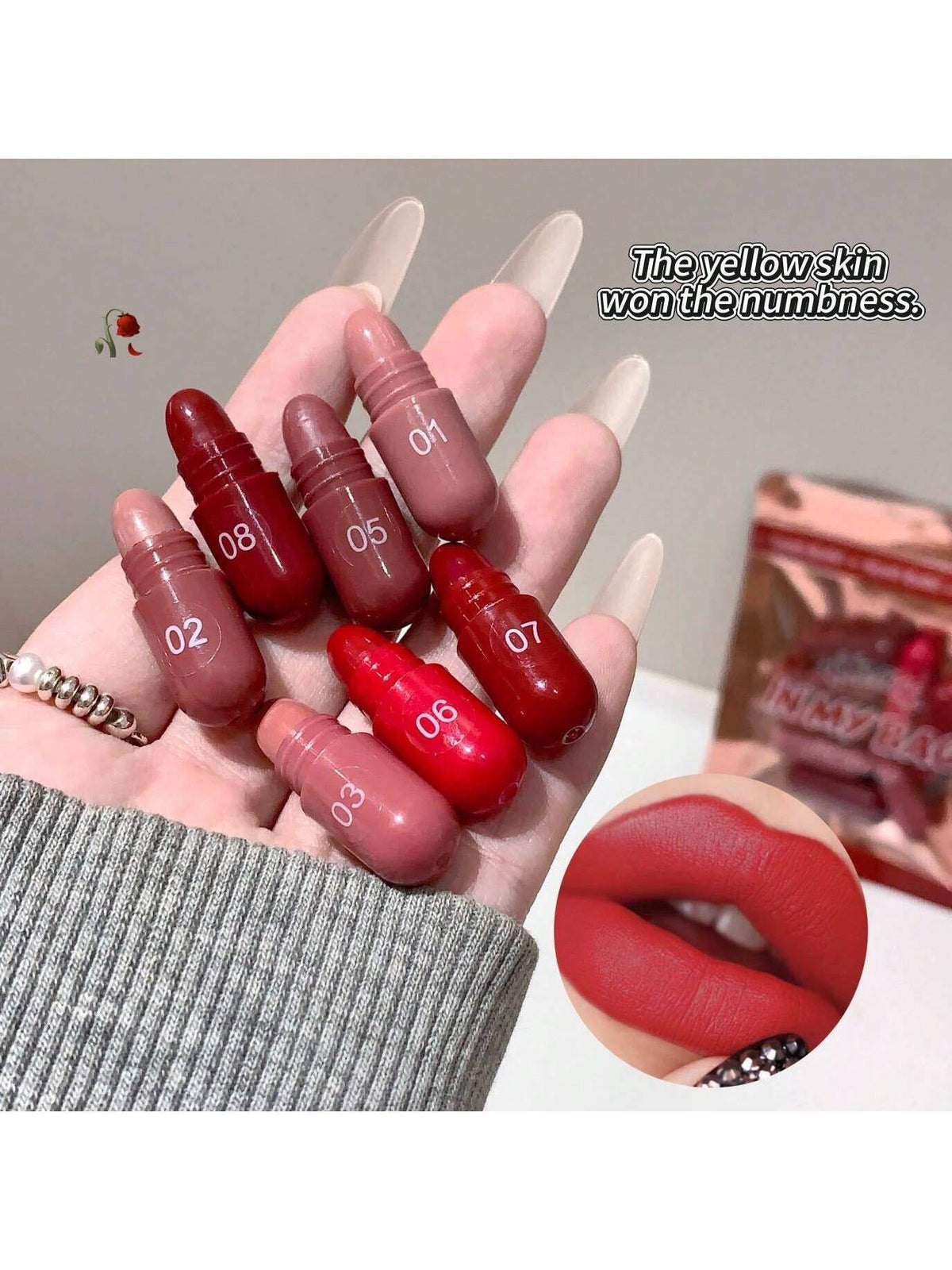 SHEIN Multicolor Mini Capsule Lip Balm Lipstick Set, 8 Pieces