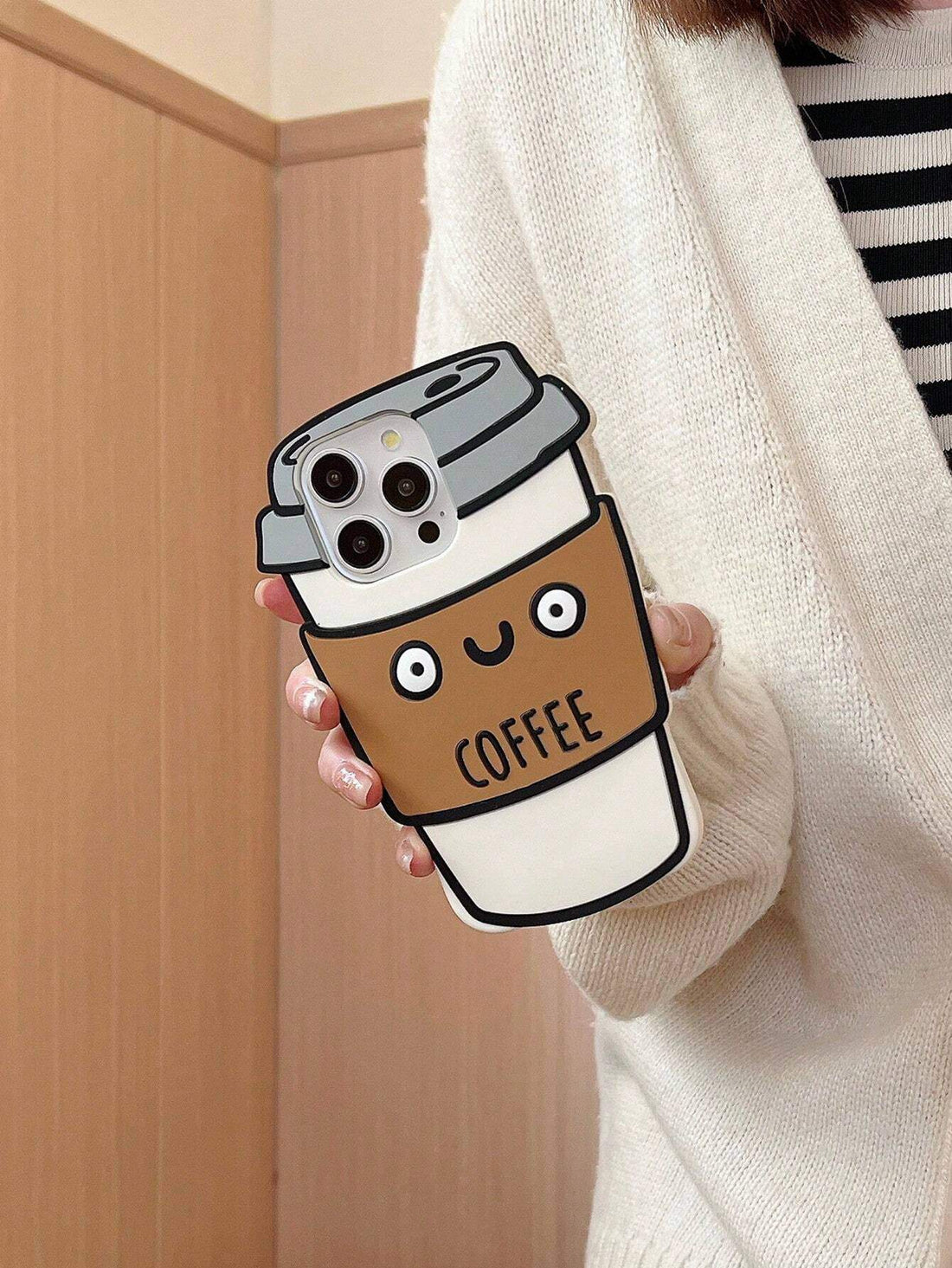 SHEIN New Arrivals Coffee Cup 3D Cartoon Soft Silicone Couple Protective Case