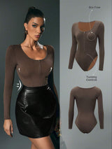 Nuvra Women's Brown Round Neck Zipper Decor