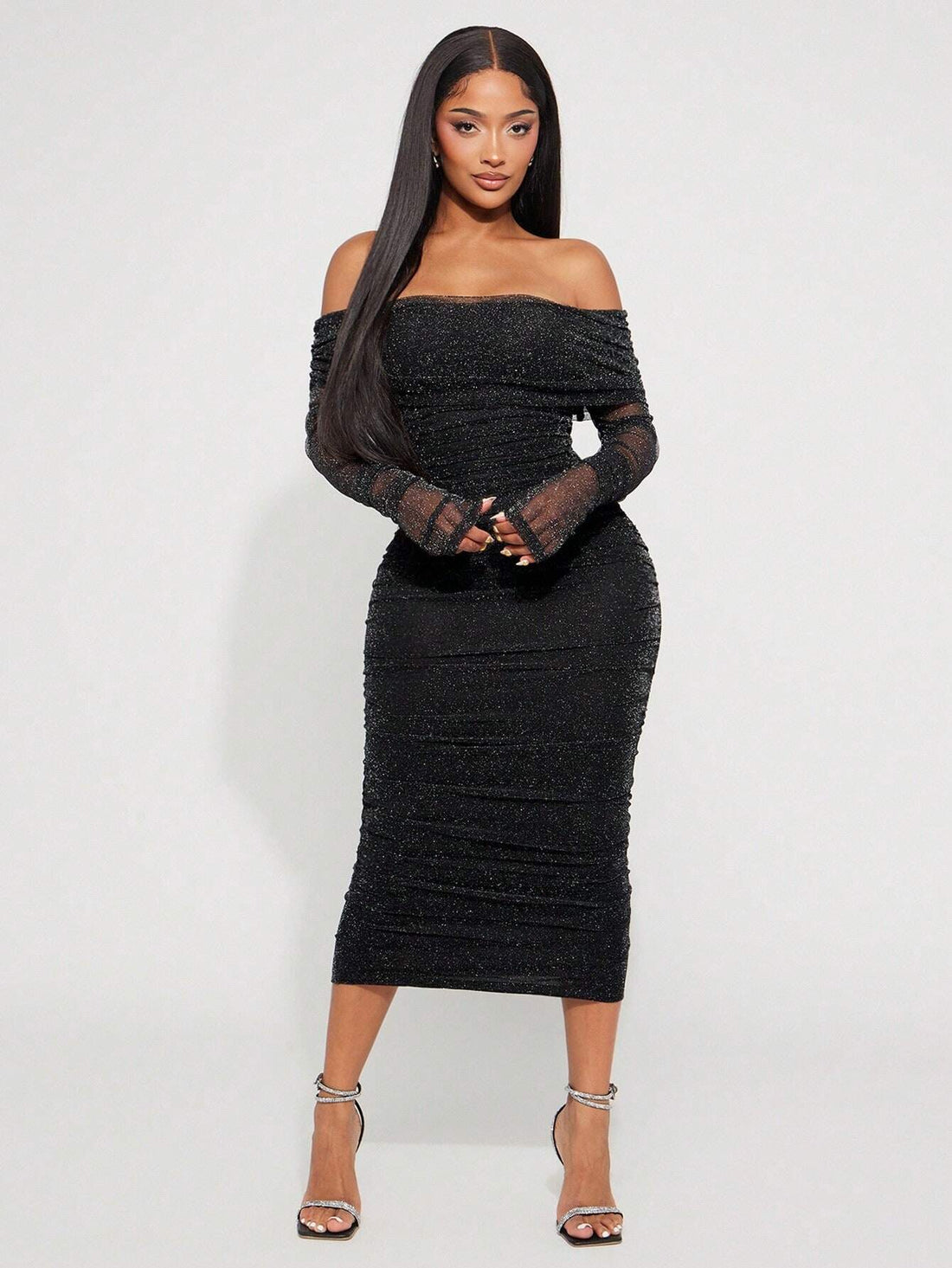 Radiana FallWinter Women's Sexy & Elegant Black Shiny Metallic
