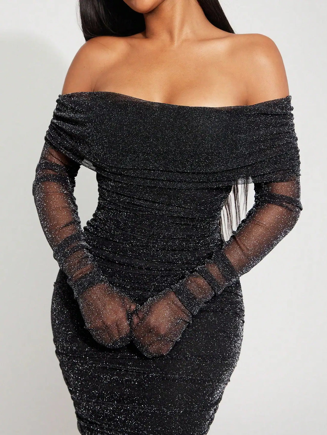 Radiana FallWinter Women's Sexy & Elegant Black Shiny Metallic