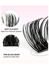SHEIN Black D Curl 8-16mm Wide Stem DIY Lash Clusters, 120 Pcs