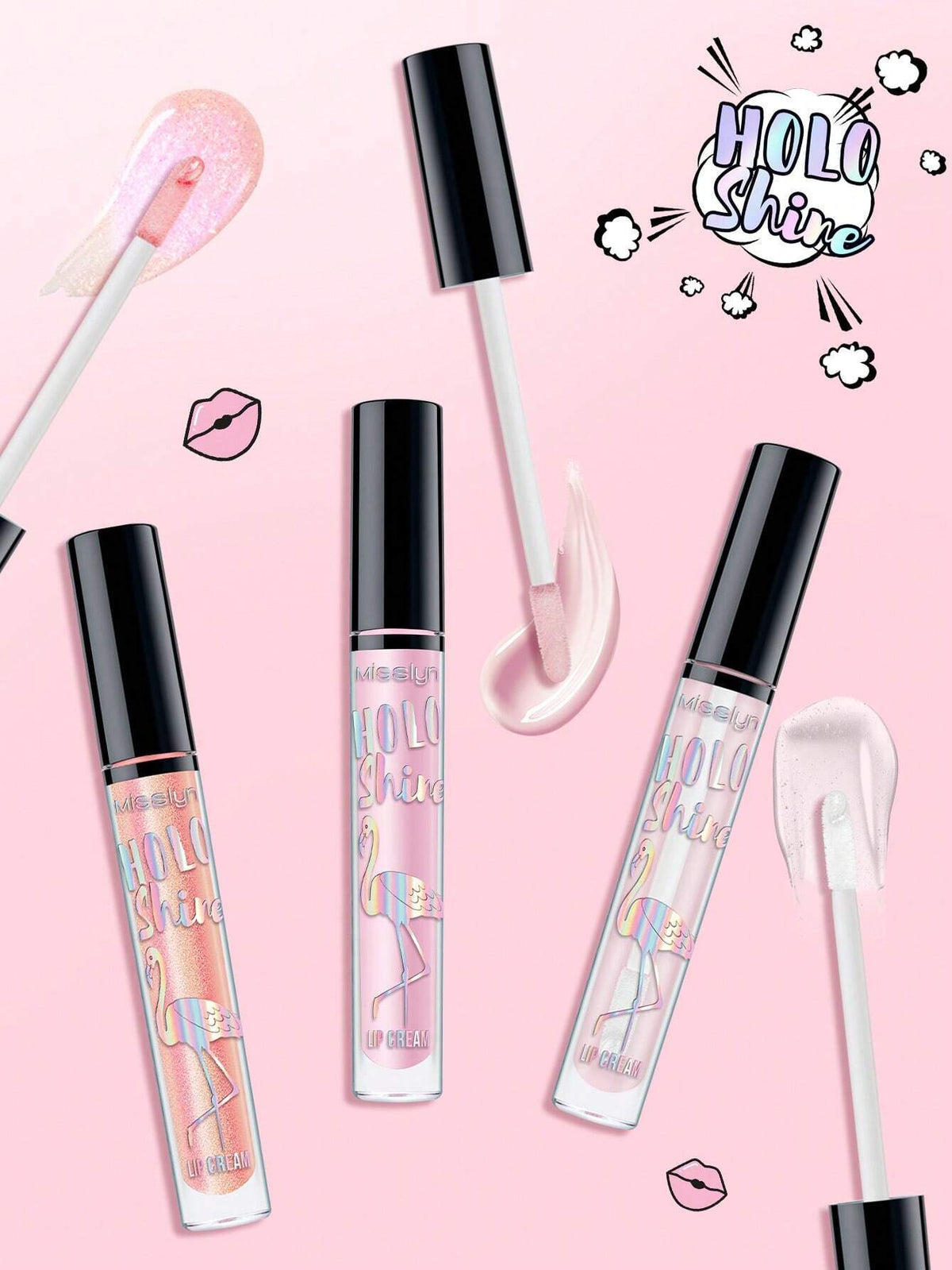 SHEIN Misslyn 3pcs HOLO SHINE Lip Gloss Set - Lip Tint, Moisturizing Lip Gloss