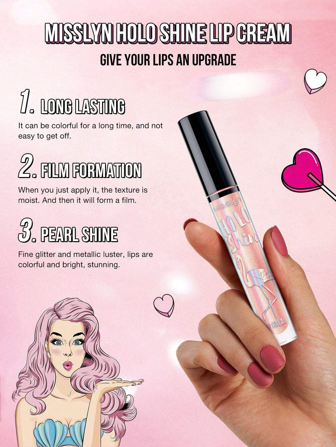 SHEIN Misslyn HOLO SHINE Moisturizing Lip Gloss Set, 3 Pcs