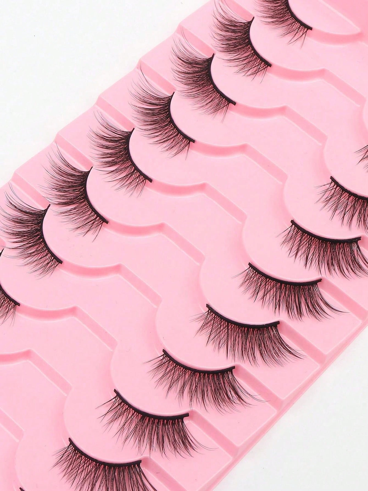 SHEIN 10 Pairs Cat Eye Lashes With Natural Criss-Cross Design & Elongated Black Lines, Suitable For Daily Use And Dates