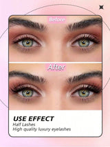 SHEIN 10 Pairs Of Naturally Fluffy Semi-False Eyelashes - Cat-Eye Gathered Light Long And Short False Eyelashes For A Bold1