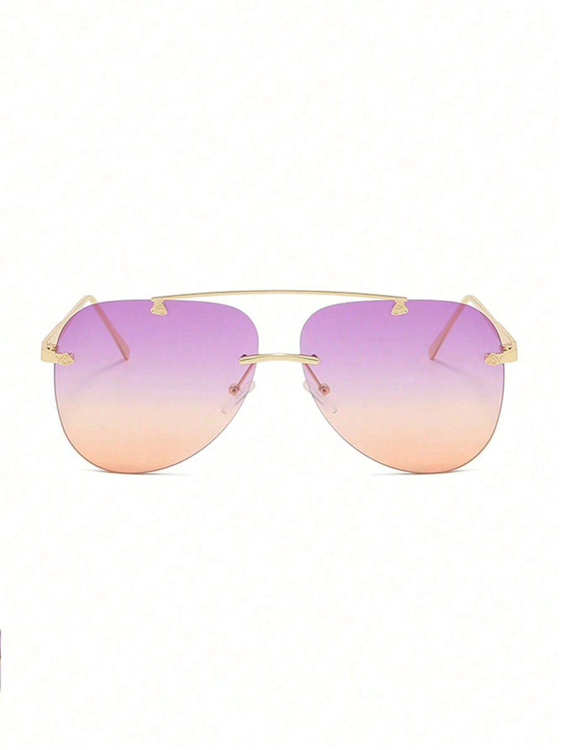 SHEIN 1 Pair Metal Double-Beam Glasses, Toad Eye Glasses, Frameless Personalized Fashion Glasses0