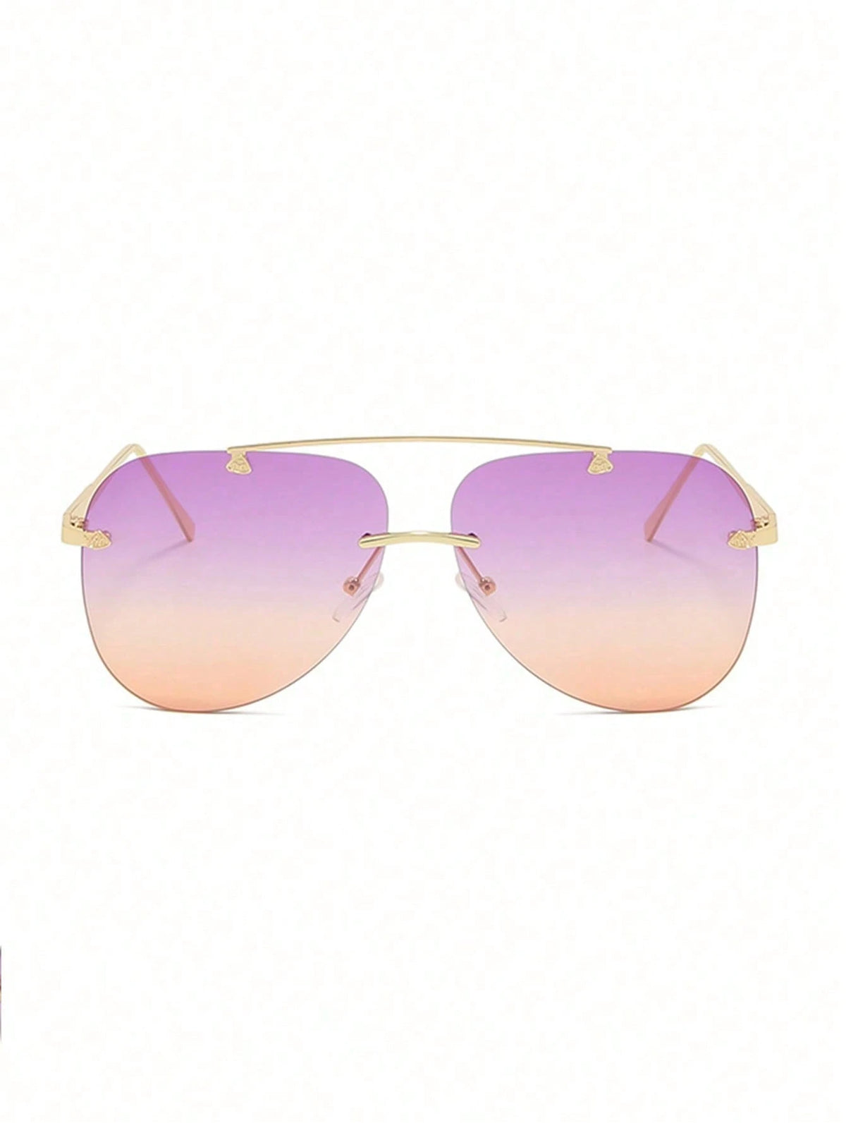 SHEIN 1 Pair Metal Double-Beam Glasses, Toad Eye Glasses, Frameless Personalized Fashion Glasses0