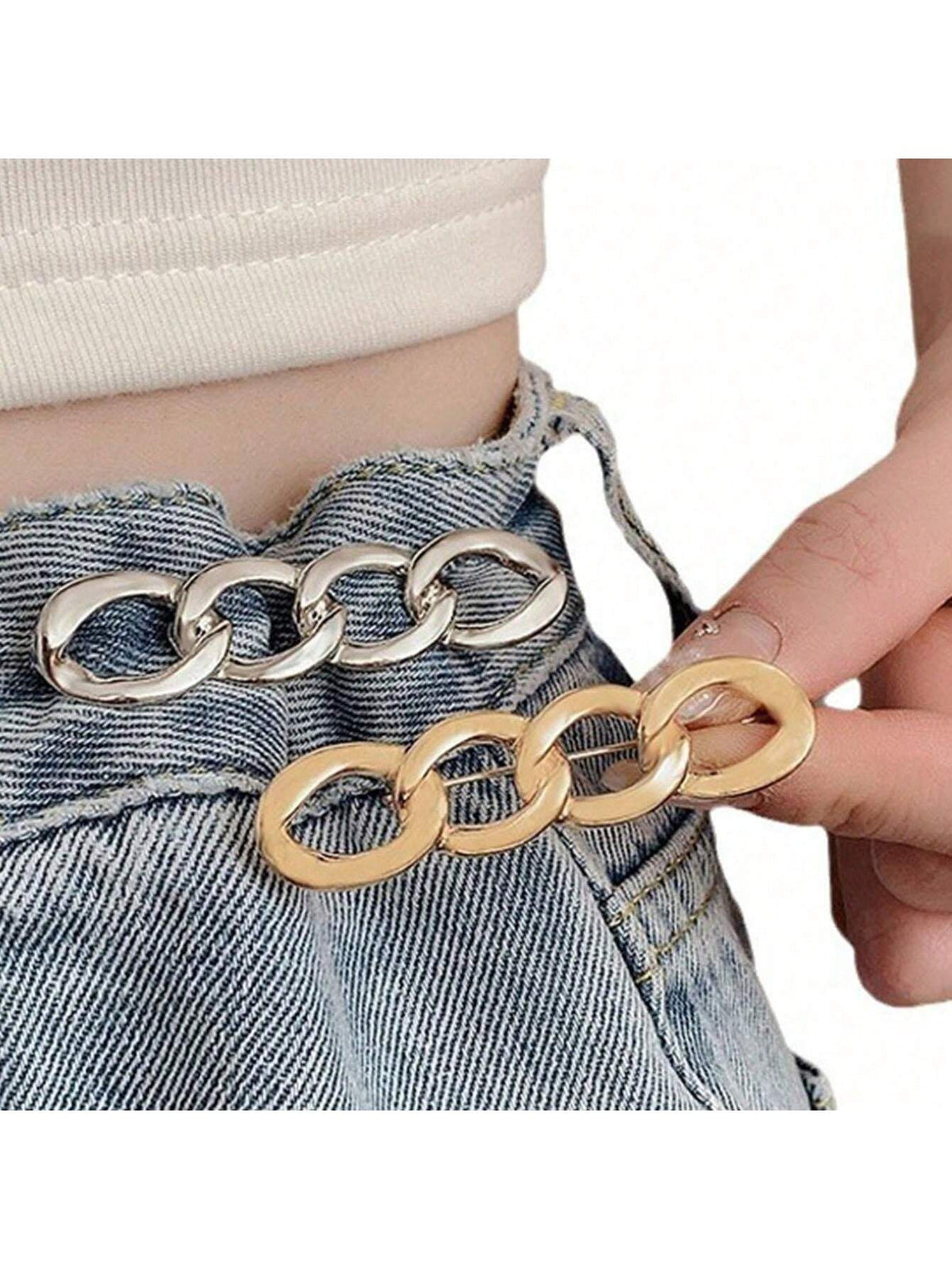 SHEIN 1pc/3pcs Multi-Purpose Detachable Alloy Buckle Belt For Adjusting Waist Of Pants, Jeans, Coats, Dresses, Easy To Use, Anti-Slip