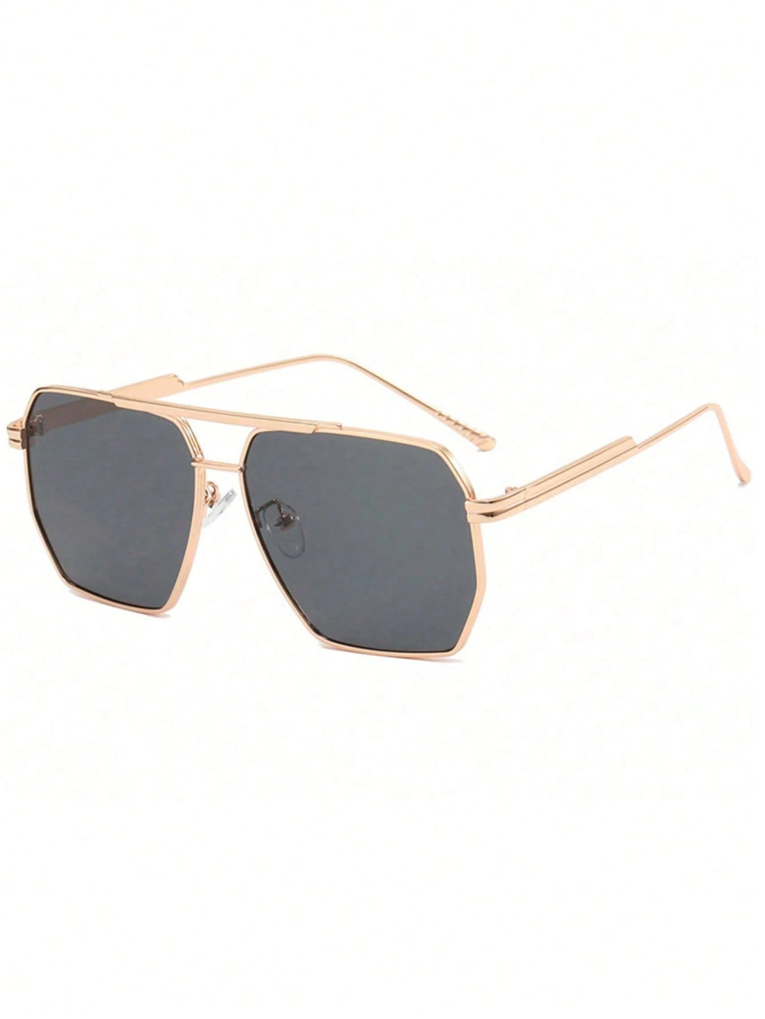 SHEIN 1pc Large Frame Metal Double Bridge Aviator Fashion Glasses, Women's Fashion Eyewear For Summer Vacation1
