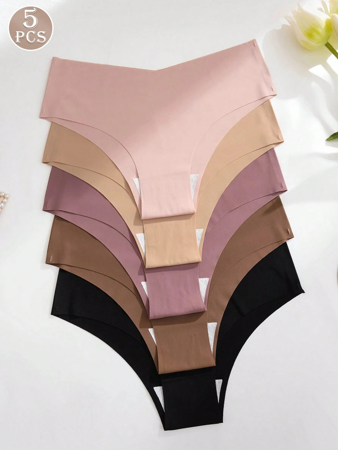 SHEIN 5pcs Women Seamless Underwear, Comfortable Skin-Friendly Sexy Hipster Panty, Sports Invisible Briefs