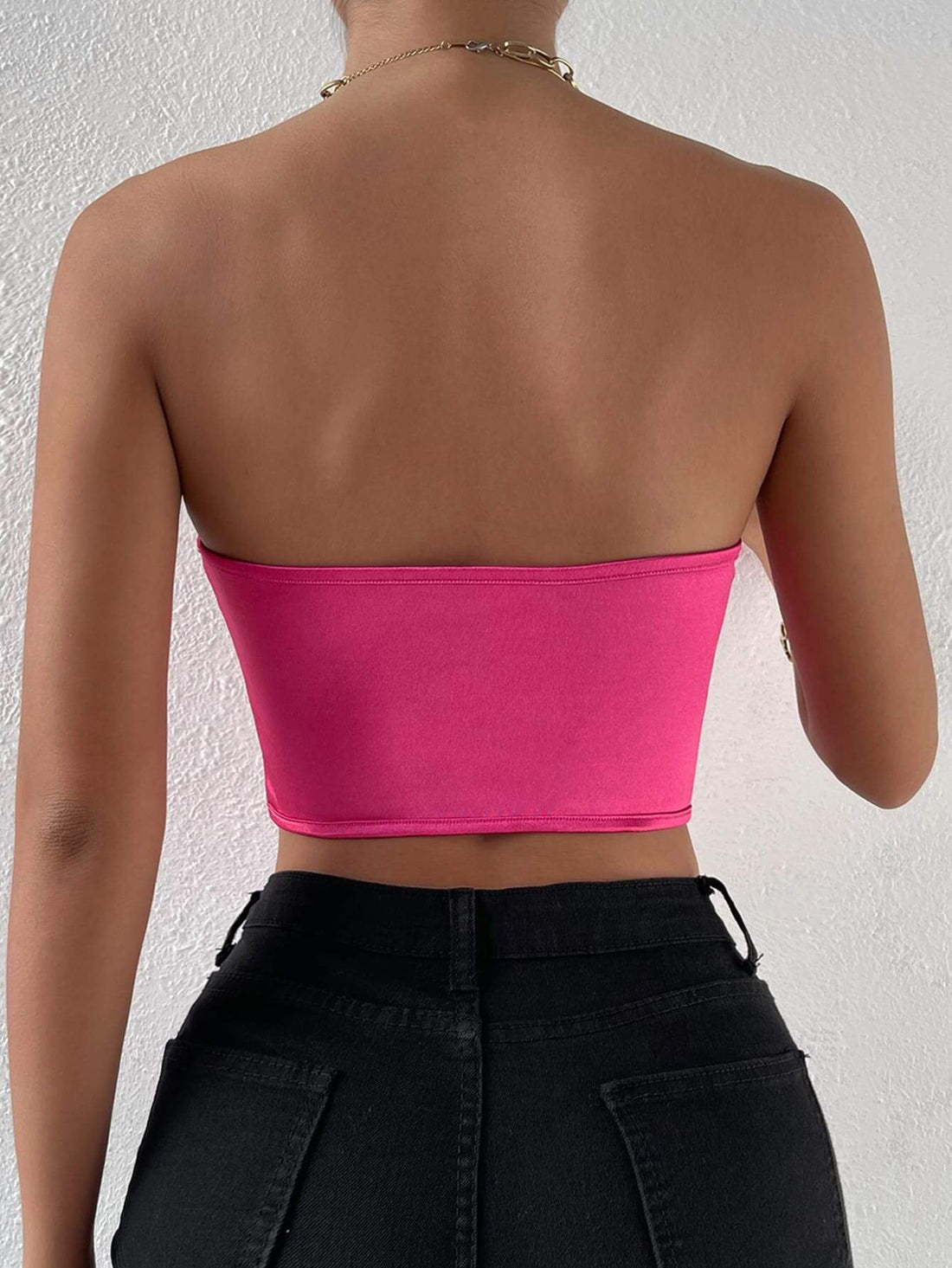 SHEIN Allurite Solid Hanky Hem Tube Top