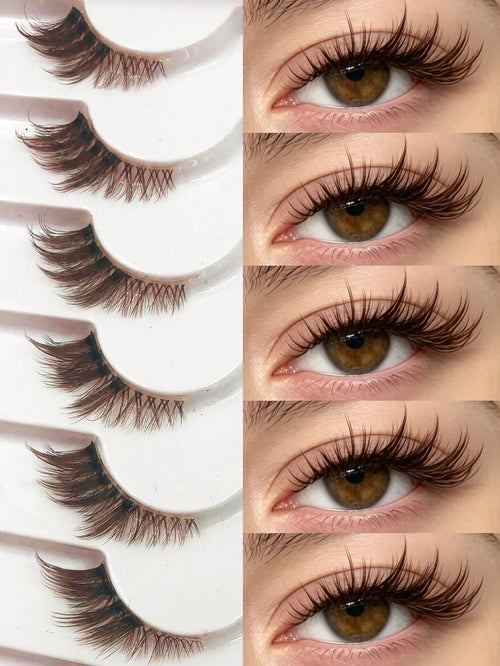 Collage of false eyelashes with close-up shots on eyes
