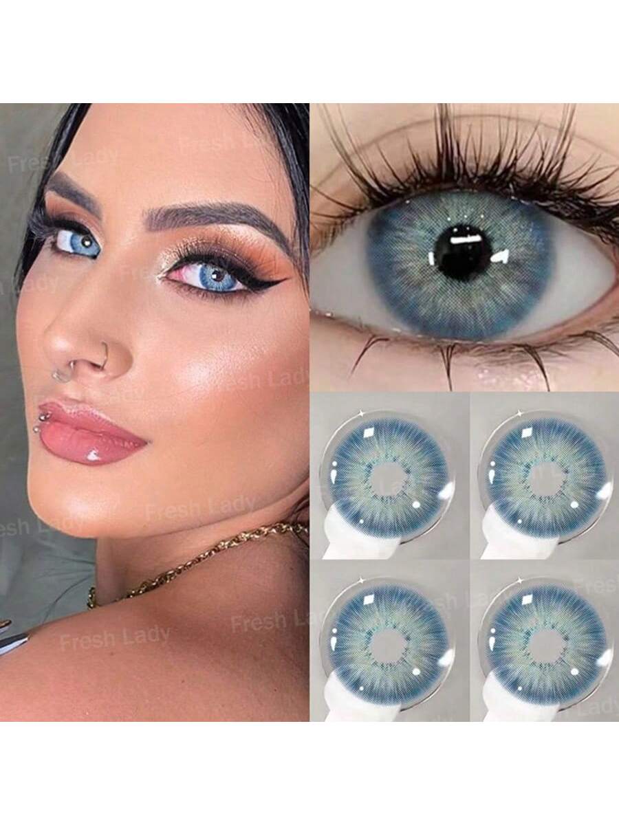 SHEIN FRESH LADY Natural Blue Color Contact Lenses, 14.2 mm, 1 Pair