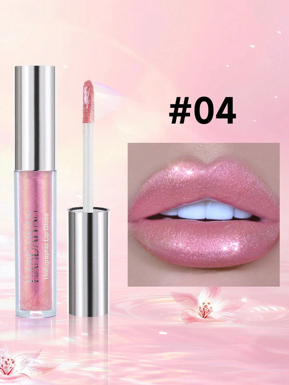 SHEIN HANDAIYAN Polarized Lip Gloss, Long-Lasting, Moisturizing, Pearl Shimmer Lip Tint1