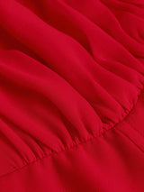 SHEIN MOD Red Ruched Bust Knot Flared Cami Mini Dress