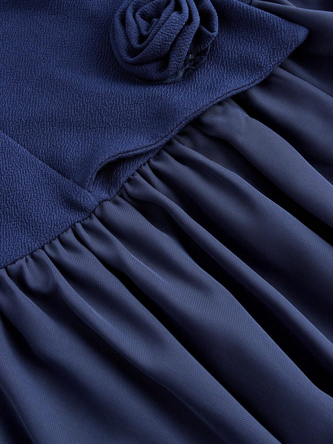 SHEIN MOD Navy Blue 3D Rose Tiered Strapless Mini Tube Dress