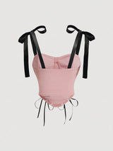 SHEIN MOD Women's Color Block Bandeau Strapless Camisole For Summer Top With Tie0