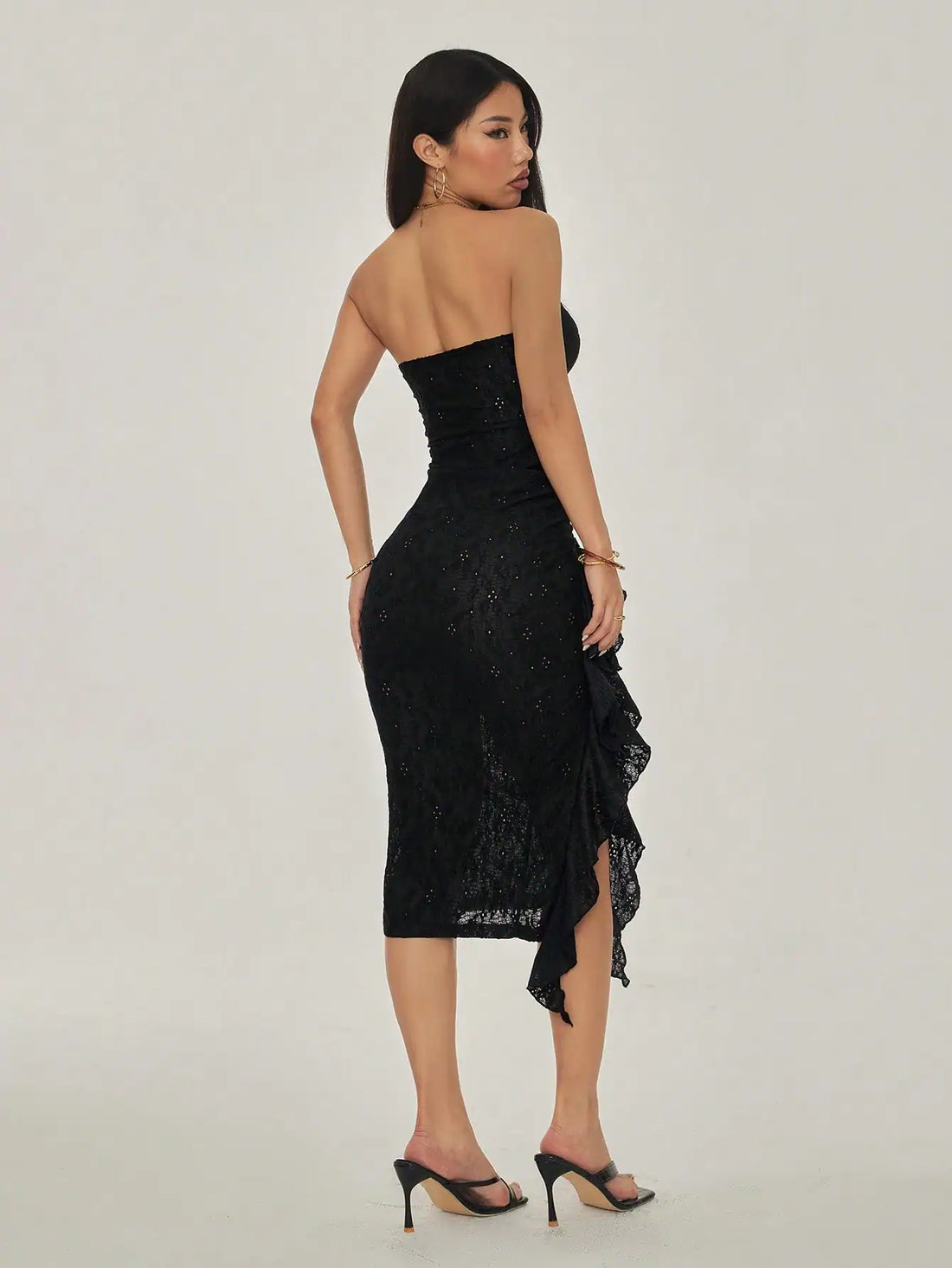 SHEIN PETITE Women Solid Color Knitted Jacquard Sleeveless Dress