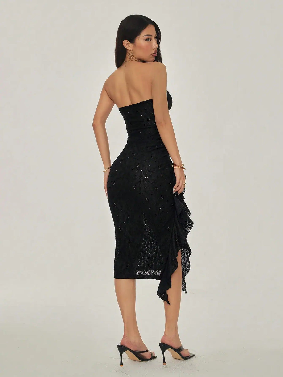 SHEIN PETITE Women Solid Color Knitted Jacquard Sleeveless Dress