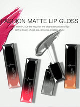 Fashion matte lip gloss with a white background and text.