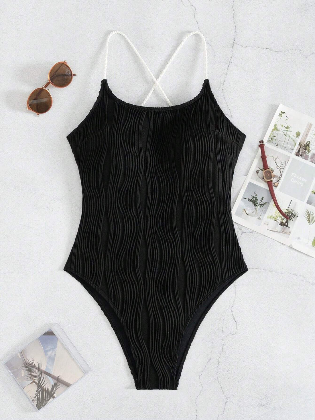SHEIN Swim Springbreak Women's Solid Color Textured
