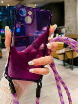 SHEIN Valentines 1pc Simple Four Corner Anti-Fall Hook Design Tpu Anti-Fall Case Compatible With Iphone, With Shoulder