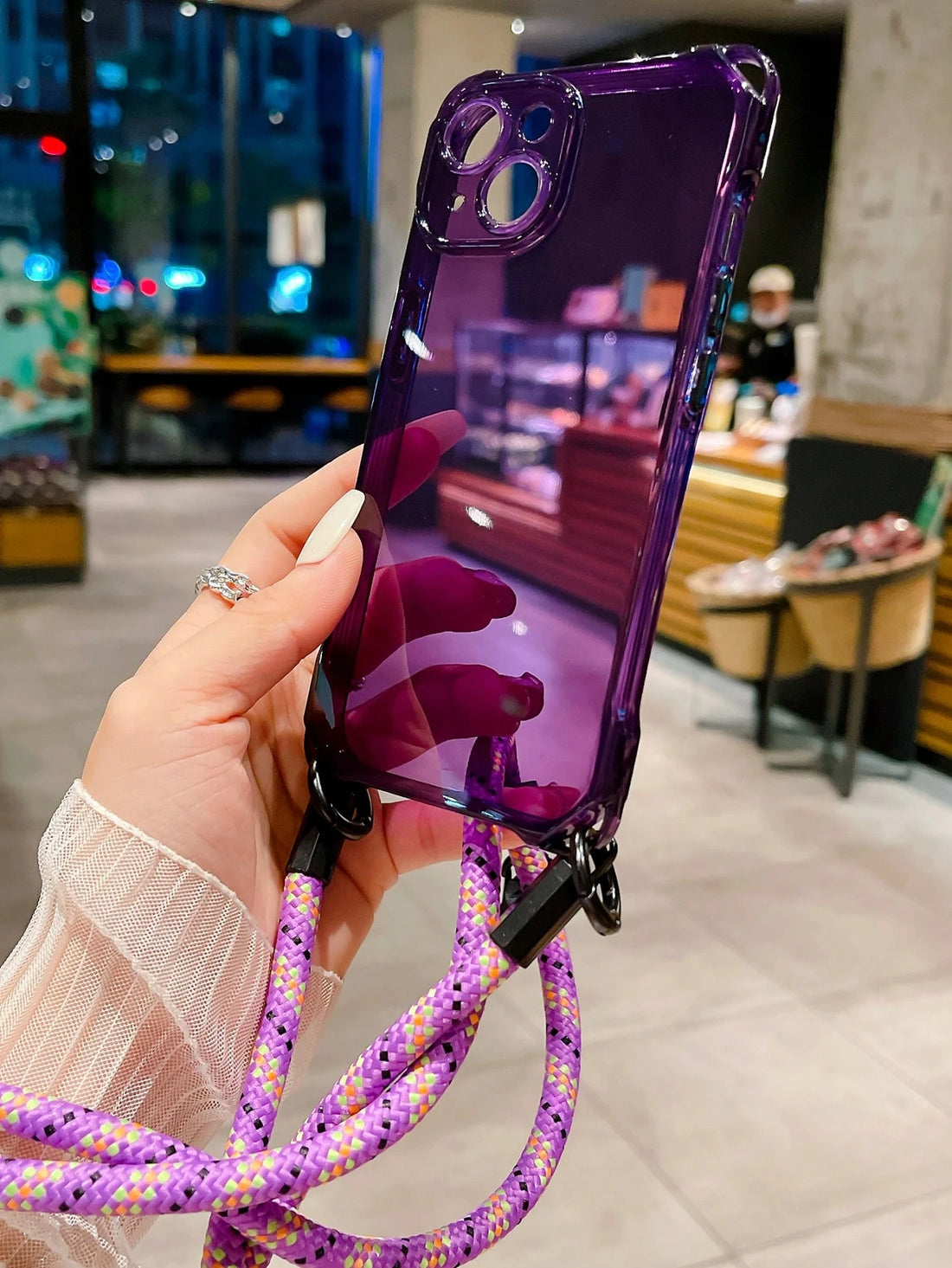 SHEIN Valentines 1pc Simple Four Corner Anti-Fall Hook Design Tpu Anti-Fall Case Compatible With Iphone, With Shoulder1