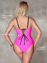 SHEIN 1pc Plus Size Tummy Control Backless One-Piece Swimsuit