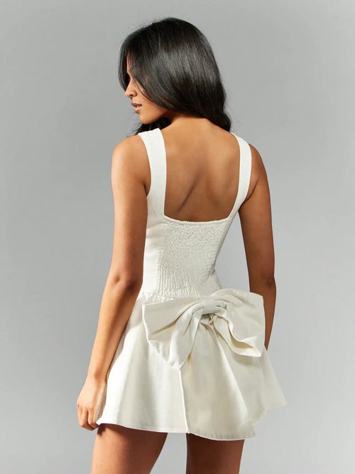 Square Neck Smocked Back Mini Dress