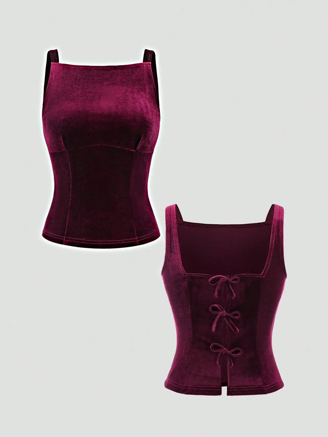 SHEIN Sweetra 1pc Women's Bowknot Back Sleeveless Purple Fashion Tank Top