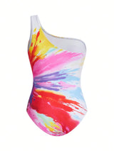 SHEIN Swim Oasis Neon Gradient Tie Dye Asymmetrical Twist Swimsuit