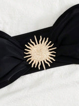 بيكيني أسود باندو غير متماثل بضهر مفتوح – SHEIN Swim SXY