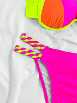 بيكيني هالتر ملون كولور بلوك بوش أب وخصر عالي – SHEIN Swim Vcay