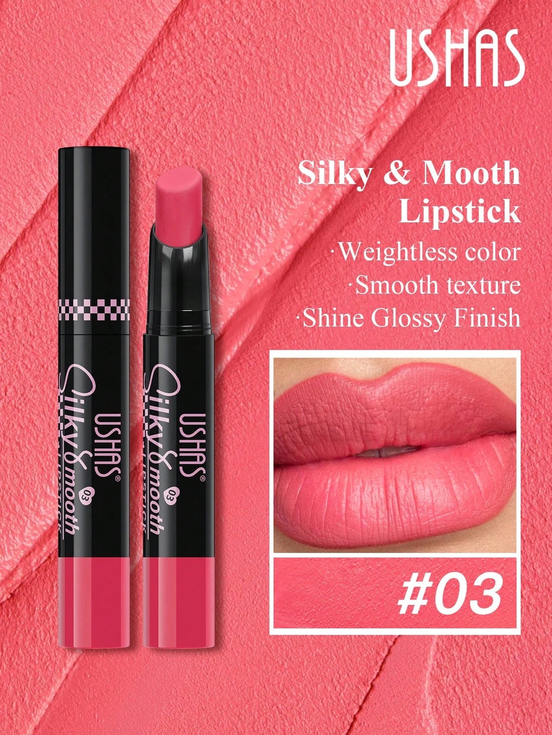 SHEIN USHAS Matte Lipstick Pencil, 8 Colors Available, Waterproof And Non-Stick, Smooth Application, Matte Finish, Long-Lasting Color, Red, Pink, Nude Tones, Suitable For All Skin Tones