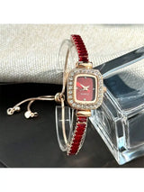 Women's Red Crystal Embellished Flexible Bracelet Watch