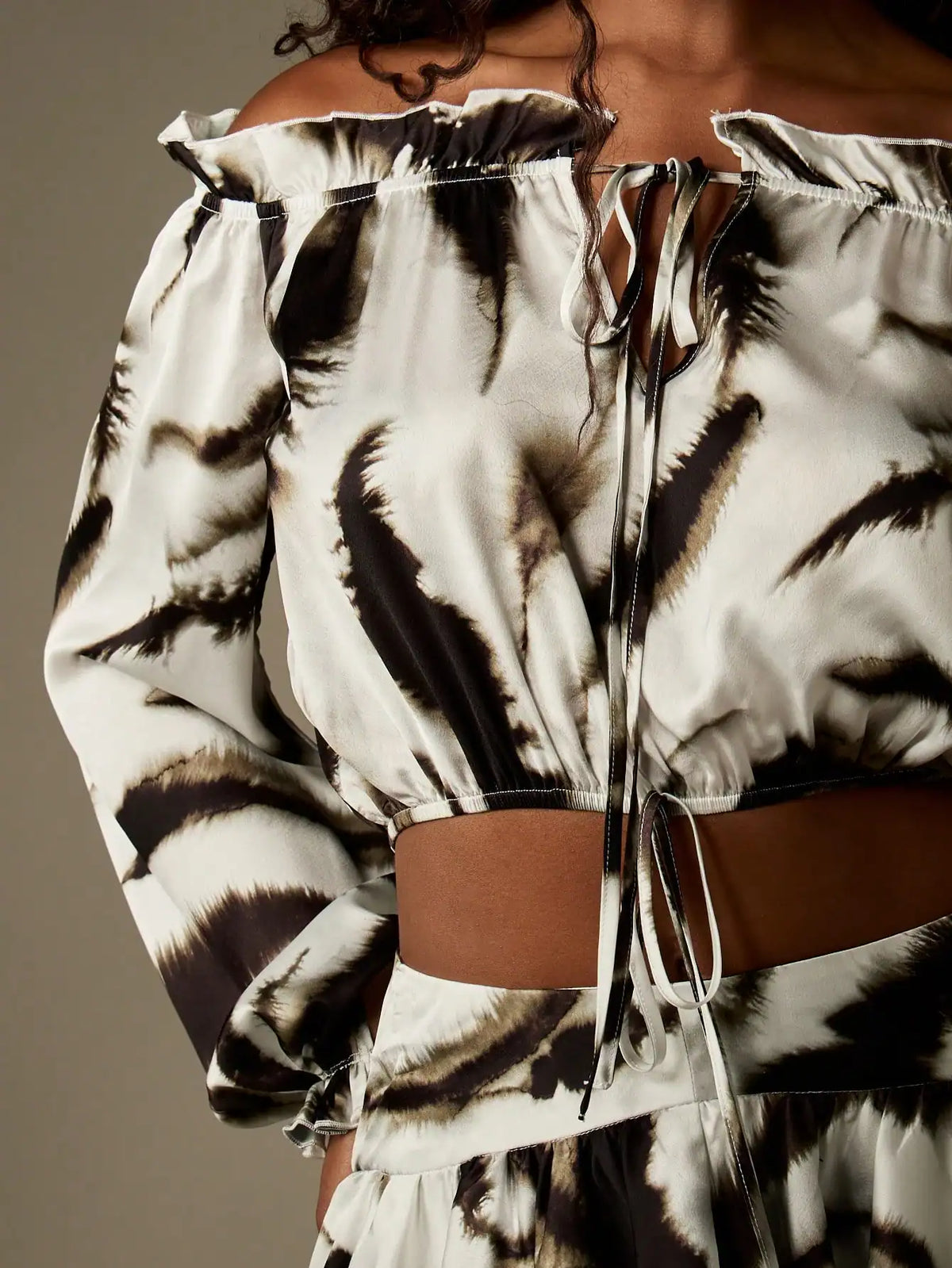 Zebra Print Satin Crop Top