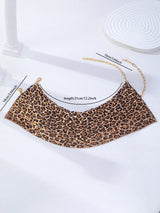 SHEIN Leopard Print Wide Mesh Choker Necklace