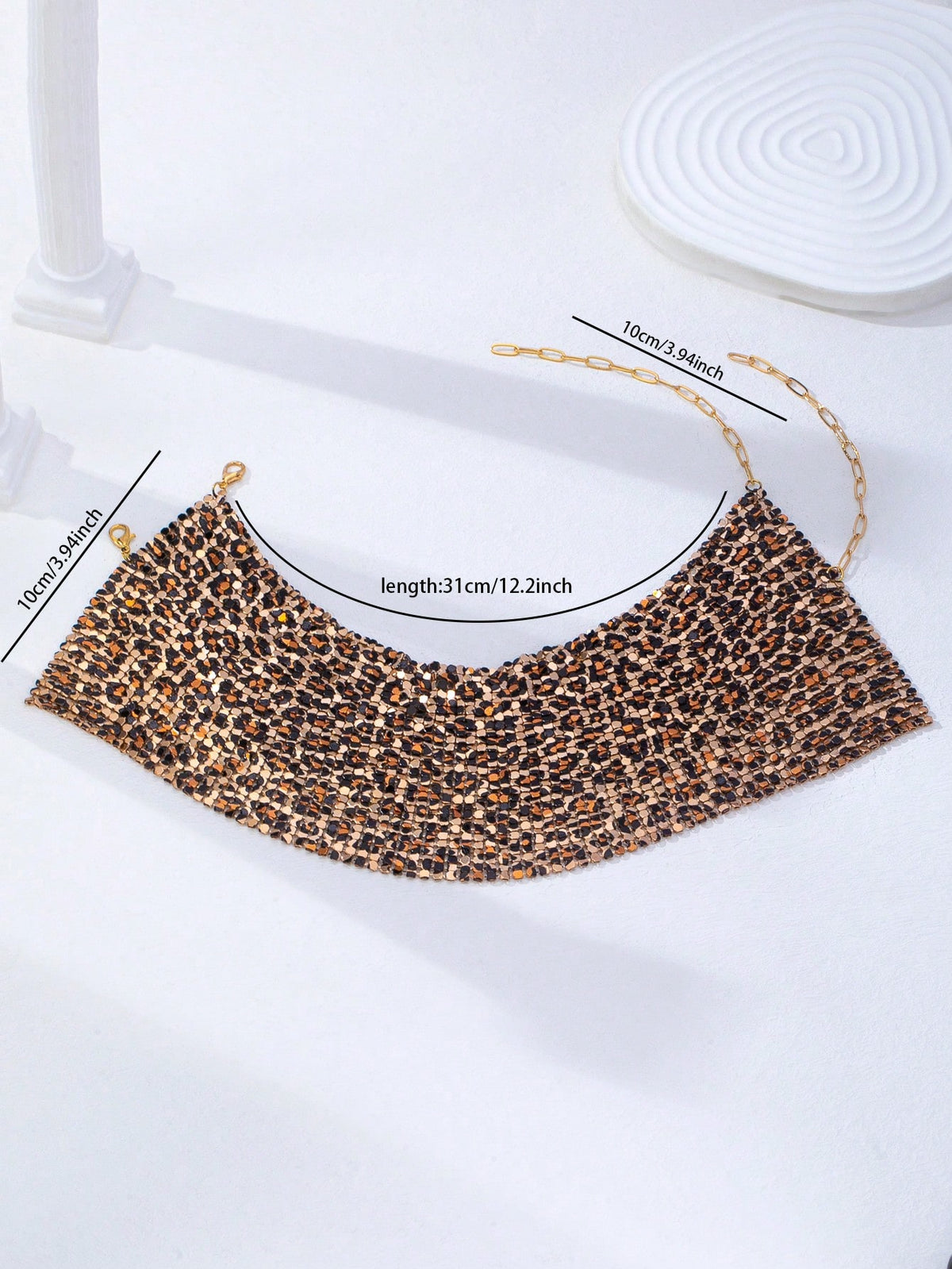 SHEIN Leopard Print Wide Mesh Choker Necklace