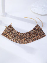 SHEIN Leopard Print Wide Mesh Choker Necklace