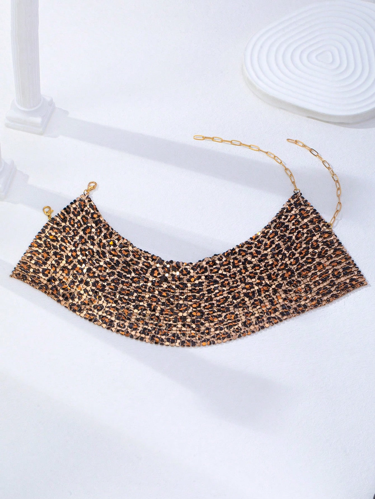 SHEIN Leopard Print Wide Mesh Choker Necklace