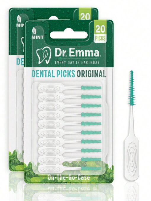 SHEIN Dr. Emma 20pcs/Pack Soft Rubberized Dental Picks Mint Brush