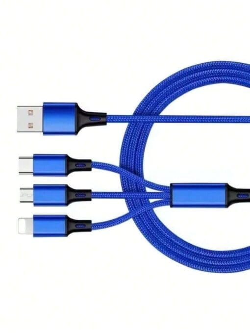 SHEIN 1pc 3A Braided One Drag Three For Android Type-C Charging Cable